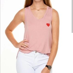 DOUBLE ZERO tank top pink with heart